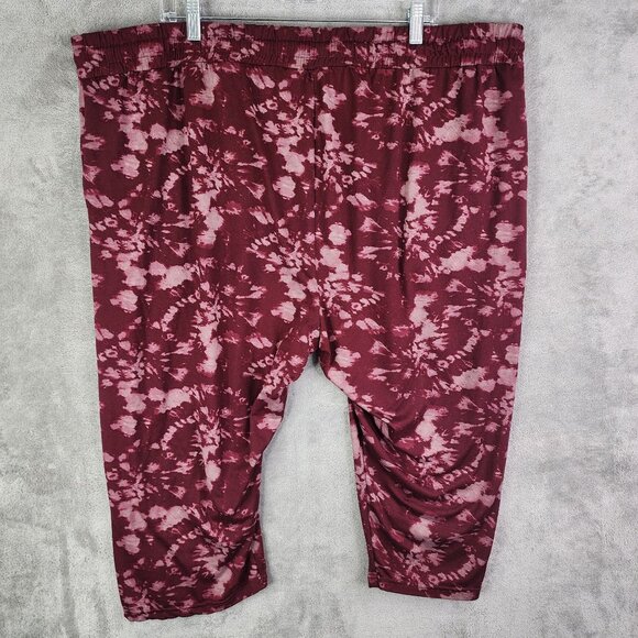 Womens Real Essentials Tie-Dye Burgundy Jogger Pants Elastic Waist Size 3X - Picture 7 of 11
